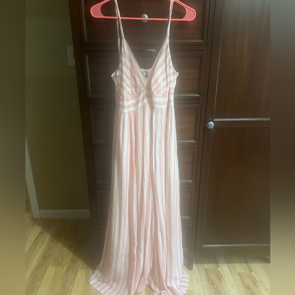 American Eagle Striped Pink and White Wide Leg Jumper